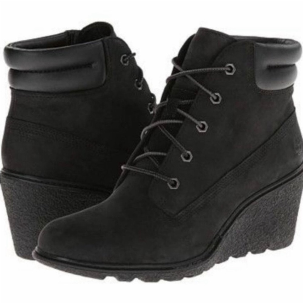 Timberland amston 6 inch black wedge boots